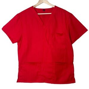 Canada Goose NWOT Short Sleeve V-Neck Medical Nursing Scrub Top in Red